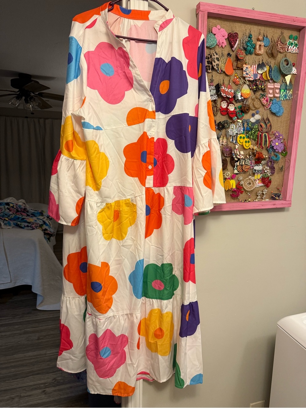 Floral print button up maxi dress